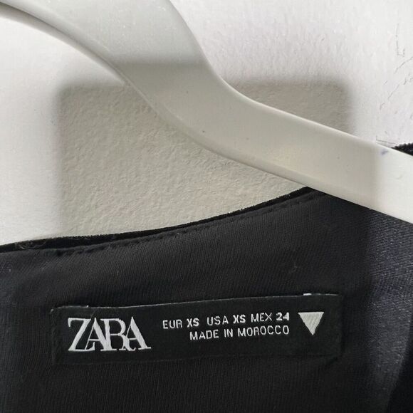 Zara Womens Short Velvet Dress Size XS Black Long Sleeve V Neck Party Velour - Picture 7 of 16